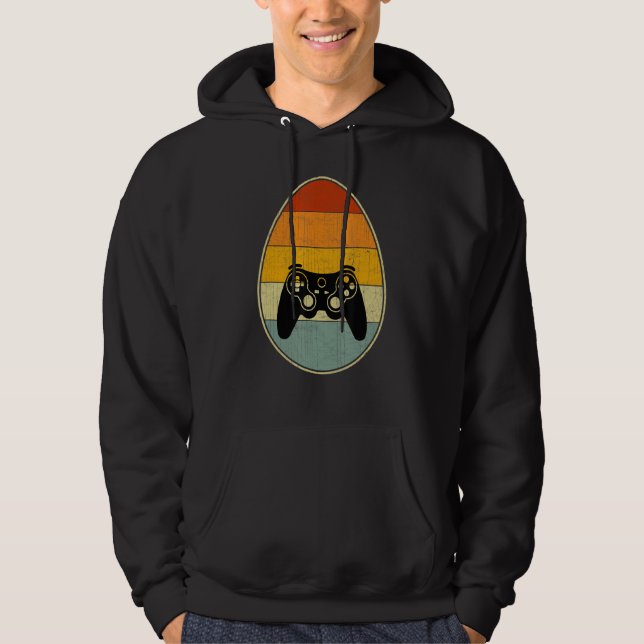Retro Style Easter Egg Graphic Funny Easter Day Vi Hoodie (Front)