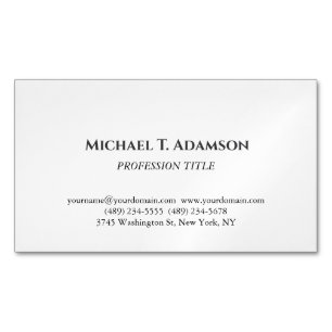 Retro Style Elegant Plain Simple Black & White Magnetic Business Card