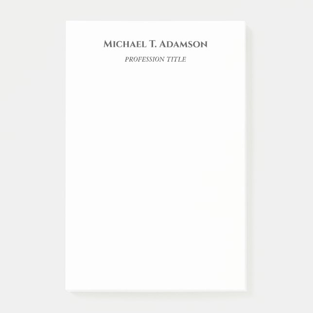 Retro Style Elegant Plain Simple Black & White Post-it Notes (Front)