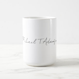 Retro Style Elegant Plain Simple White Calligraphy Coffee Mug