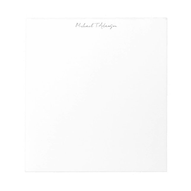 Retro Style Elegant Plain Simple White Calligraphy Notepad (Front)