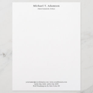 Retro Style Elegant Plain Simple White Custom Letterhead