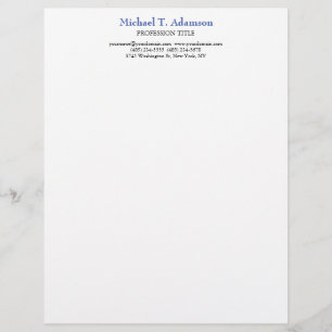 Retro Style Elegant Plain Simple White Custom Letterhead