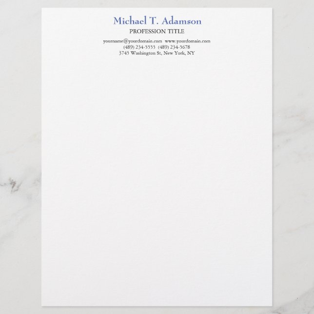 Retro Style Elegant Plain Simple White Custom Letterhead (Front)