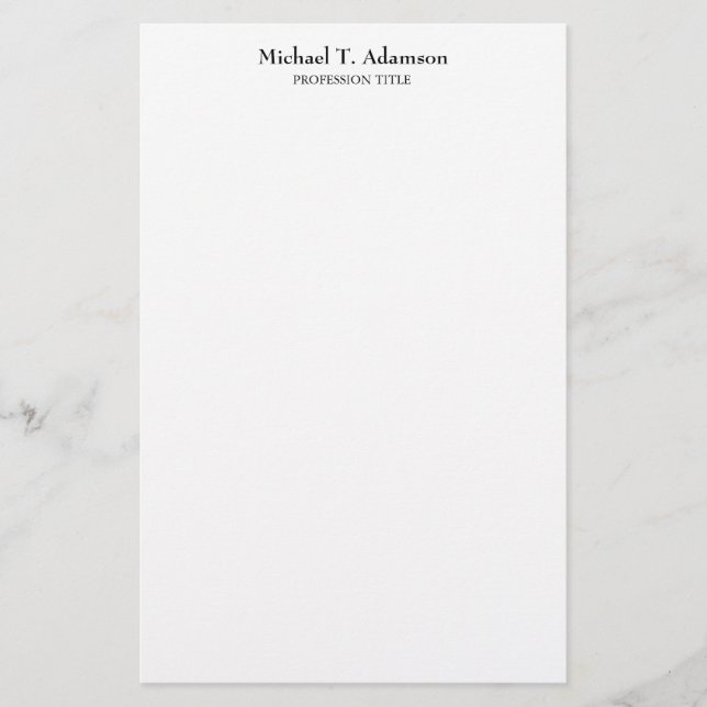 Retro Style Elegant Plain Simple White Stationery (Front)