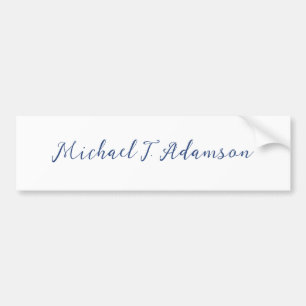 Retro Style Elegant Plain White Calligraphy Name Bumper Sticker