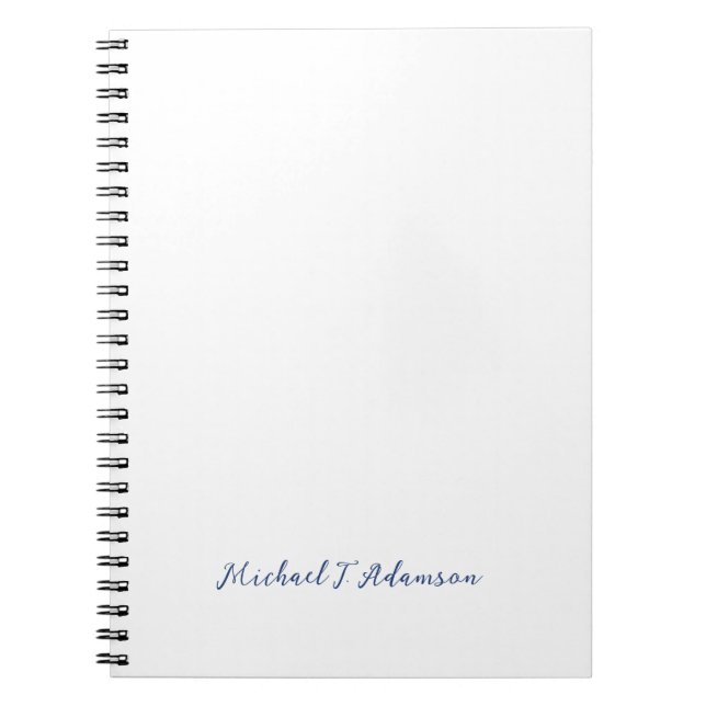 Retro Style Elegant Plain White Calligraphy Name Notebook (Front)