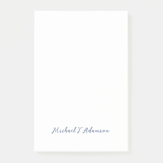 Retro Style Elegant Plain White Calligraphy Name Post-it Notes (Front)