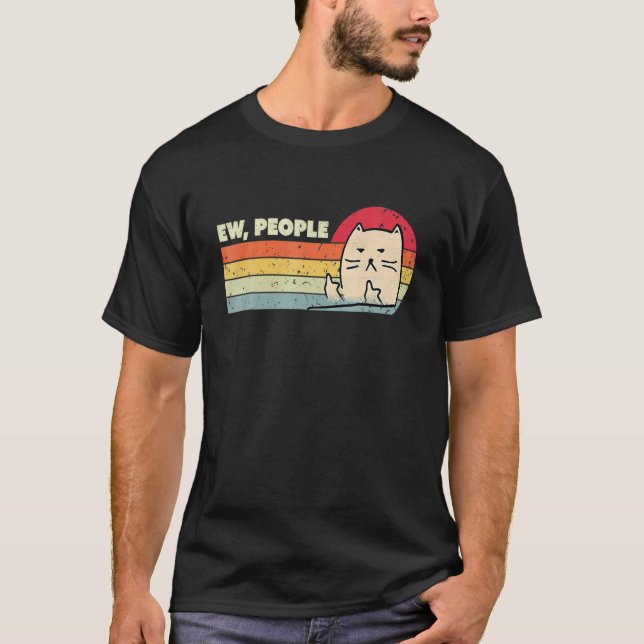 Retro Style Ew People Cat   Cat T-Shirt (Front)