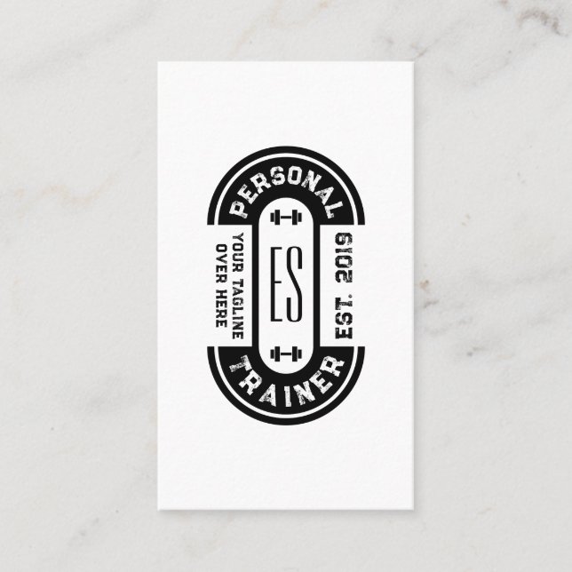 Retro style fitness logo business card (Front)