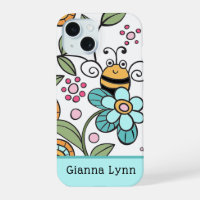 Retro-Style Floral Bumble Bee Monogram