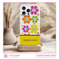 Retro Style Floral Flower Power Monogrammed