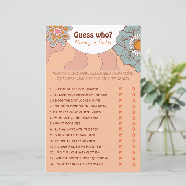 Retro Style Flover Baby Shower Game (Standing Front)