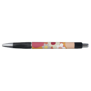 Retro style flowers and waves