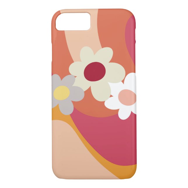 Retro style flowers and waves Case-Mate iPhone case (Back)