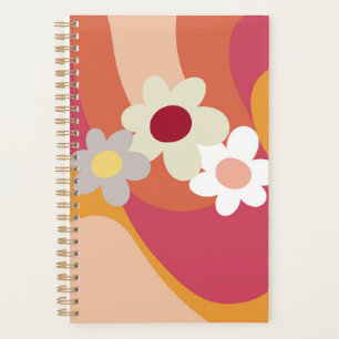 Retro style flowers and waves planner