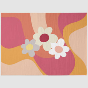 Retro style flowers and waves tissue paper