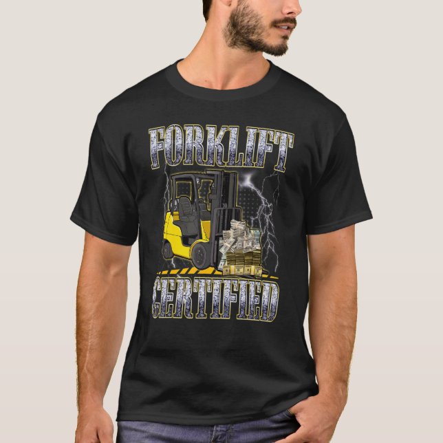 Retro Style  Forklift Operator Forklift Certified  T-Shirt (Front)