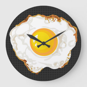 Retro Style Fried Egg Food Kitchen Decor Large Clock
