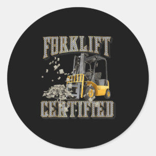 Retro Style Funny Forklift Operator Forklift Certi Classic Round Sticker