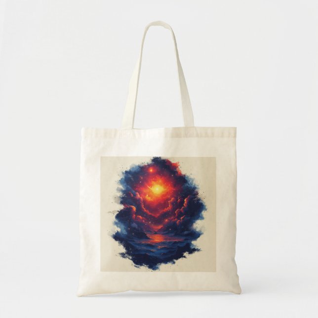 Retro-style galaxy tote bag (Front)