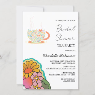 Retro Style Garden Tea Party Bridal Shower  Invitation