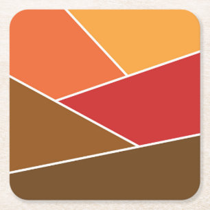 Retro style geometric design square paper coaster