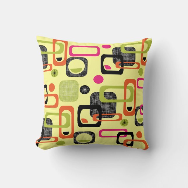 Retro Style Geometric Fabric Print Cushion (Front)