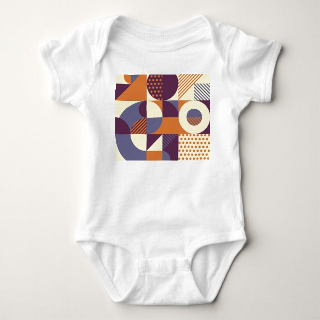 Retro Style Geometric Pattern Design Baby Bodysuit (Front)
