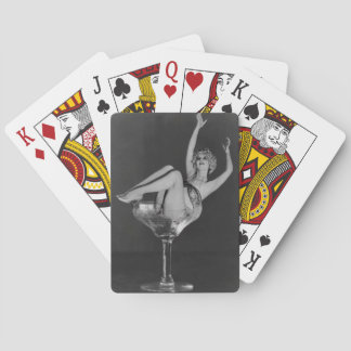 Retro-Style Girl in a Cocktail Glass Playing Cards