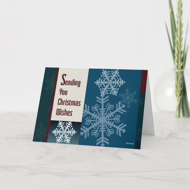 Retro Style Graphic Snowflakes Christmas Card (Front)