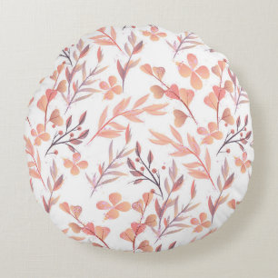 Retro style hand drawn seamless floral ornament. C Round Cushion