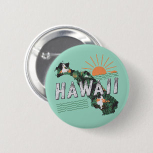 Retro Style Hawaii Island Silhouette 6 Cm Round Badge
