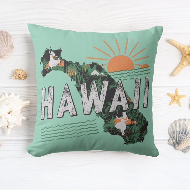 Retro Style Hawaii Silhouette Cushion (Creator Uploaded)