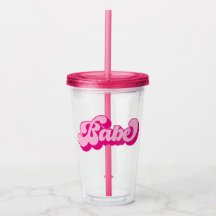 Retro Style Hot Pink Babe Bachelorette Party Acrylic Tumbler