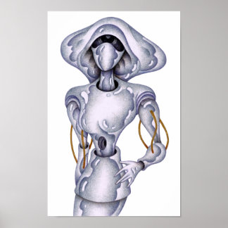 Retro-style humanoid robot. poster
