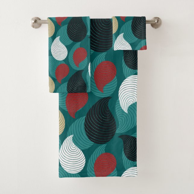 Retro Style in Attractive Swirl of Colours  Bath Towel Set (Insitu)