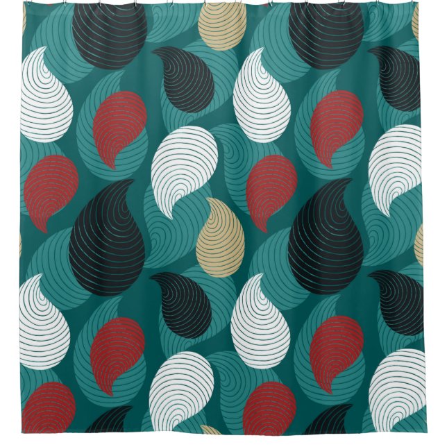 Retro Style in Attractive Swirl of Colours    Shower Curtain (Front)