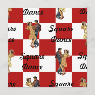 Retro Style Invitation Red White Checked Sq Dance
