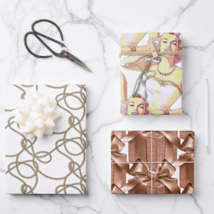 Retro Style Lady  Wrapping Paper Sheet