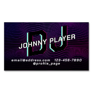 Retro style line pattern DJ Magnetic Business Card