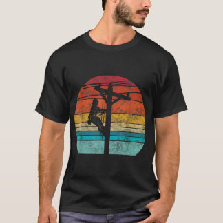 Retro style Lineman Cell Tower Line Worker T-Shirt