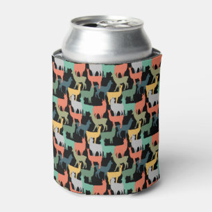 Retro Style Llama Pattern Vintage Alpaca Pink Can Cooler