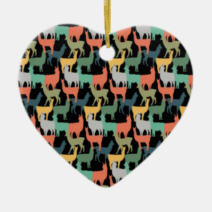 Retro Style Llama Pattern Vintage Alpaca Pink Ceramic Ornament