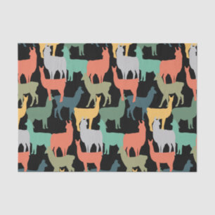 Retro Style Llama Vintage Alpaca Pink Colour Tissue Paper