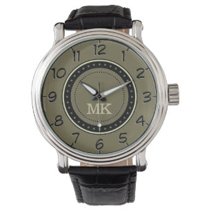 Retro Style Loden Green. Monogram Men's Classic Watch
