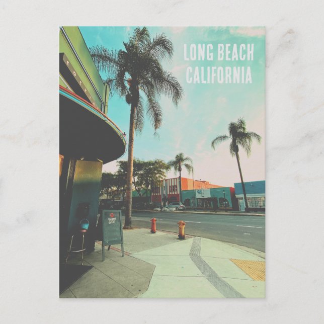Retro Style Long Beach California Invitation Postcard (Front)