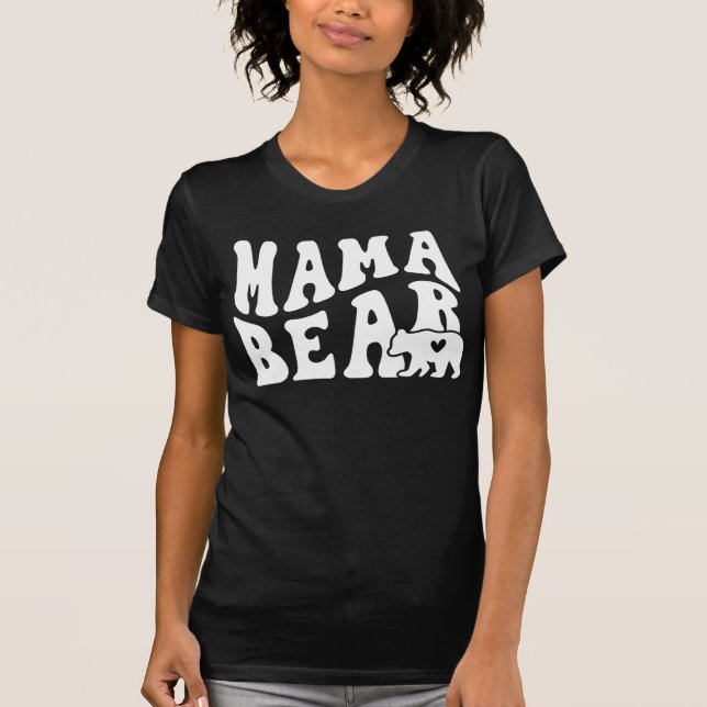 Retro Style Mama Bear, Mummy & Cub T-shirt (Front)