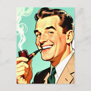 Retro Style Man Smoking a Pipe Postcard