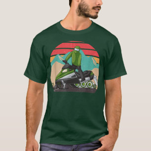 Retro Style Mountains and Snowmobile T-Shirt